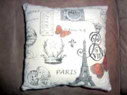 Paris Pillows, Premier Prints French Stamp Decorative Pillow With Red Butterfly - thumbnail 1