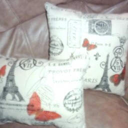 Paris Pillows, Premier Prints French Stamp Decorative Pillow With Red Butterfly - thumbnail 2