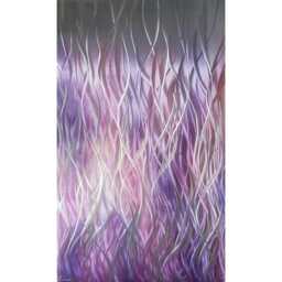 "Modern Abstract Metal Wall Art, Purple Pink Silver, " - thumbnail 1