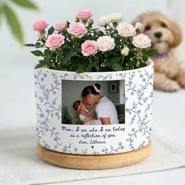 Personalized Planter Photo, Custom Picture Plant Pot, Mom Gift, Mother Photo Planter, Memory Gift For - image 1