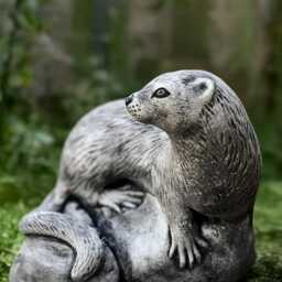Concrete Otter Sculpture Stone Statue Outdoor Wild Animal Figurine Cement Wildlife Decoration Otter Lover Gift Garden - thumbnail 2