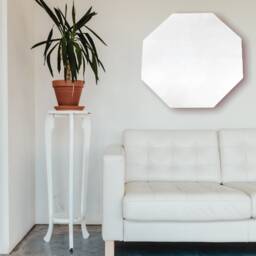 Octagon Shaped Mirrors With White Backing & Hooks, Bespoke Shapes Made, Engraving Services - thumbnail 4