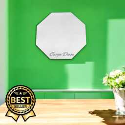 Octagon Shaped Mirrors With White Backing & Hooks, Bespoke Shapes Made, Engraving Services - thumbnail 1