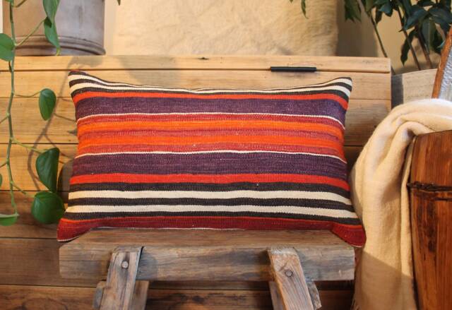 3050cm - 1220In Rectangle Vintage Kilim Cushion Cover Handwoven - Lumbar Back Pillow Small Rectangle - image 1