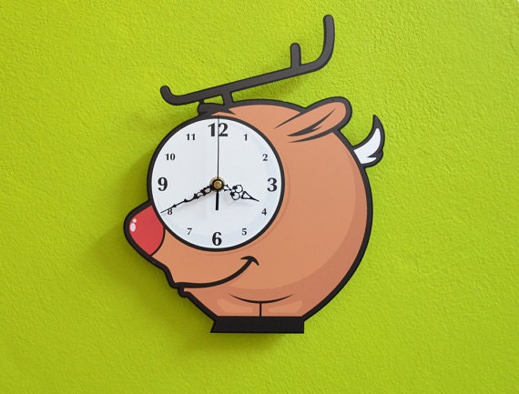 Cute Little Reindeer Cartoon - Wall Clock - image 1