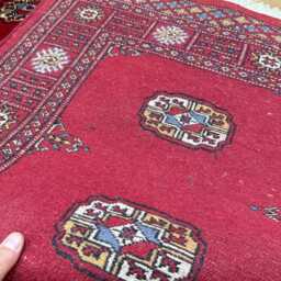 2.6x8 Red 3 Ply Handmade Bokhara Runner Rug - Hallway Stairs Carpet, Extra Thick Pile - thumbnail 4