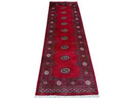 2.6x8 Red 3 Ply Handmade Bokhara Runner Rug - Hallway Stairs Carpet, Extra Thick Pile