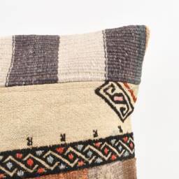 Vintage Turkish Kilim Pillow Cover Handwoven Wool Cushion, 16x16 - thumbnail 2