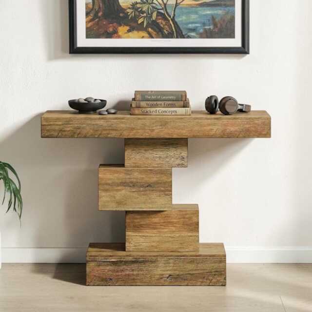 Narrow Farmhouse Console Table Rustic Wood Entryway Accent Stand - image 1