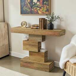 Narrow Farmhouse Console Table Rustic Wood Entryway Accent Stand - thumbnail 3