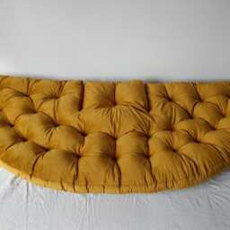 Velvet Round Floor Cushion Foldable Futon Chair, Garden Pouf - thumbnail 2
