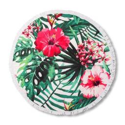 Personalized Beach Towel - Circular Hibiscus Print Tropical Best Friends Customized Gift Mother's Day - thumbnail 3