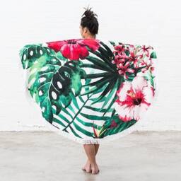 Personalized Beach Towel - Circular Hibiscus Print Tropical Best Friends Customized Gift Mother's Day - thumbnail 2