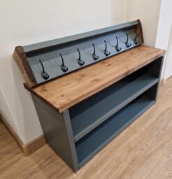 Handmade Wooden Shoe Rack Bench With Coat Rack Entryway Organizer