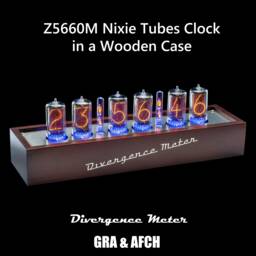 Nixie Tube Clock Z5660M in Wooden Case [Rgb, Usb, Musical] Divergence Meter For Boyfriend, Husband, Vintage, Glowing Clock, Gift, Steampunk - thumbnail 1