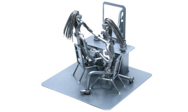 Cosmetologist Nuts & Bolts Metal Sculpture, Zero Waste Cosmetology Graduation Gift, Hairstylist Hair Saloon Decoration Scrap Gift - image 1