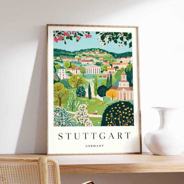 stuttgart Germany Travel Poster Automotive Capital Art Print - image 1
