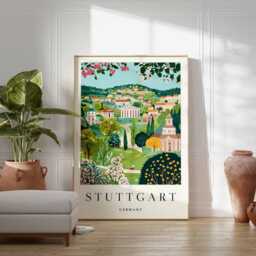 stuttgart Germany Travel Poster Automotive Capital Art Print - thumbnail 2