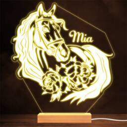 Horse With Flowers Pretty Animal Pet Lover Personalised Gift Lamp Night Light - thumbnail 1