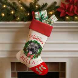 Personalised Dog Christmas Stocking Black Staffy Xmas Treat Sack New Puppy Bag Festive Hanging Toys Staffordshire Bull Terrier Dwst47