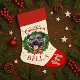 Personalised Dog Christmas Stocking Black Staffy Xmas Treat Sack New Puppy Bag Festive Hanging Toys Staffordshire Bull Terrier Dwst47 - thumbnail 2