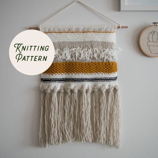 Knitting Pattern - Gwyneth Wall Hanging Knitted/Woven - image 1