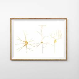 Gold Foil Neuron Art Print Neuroscience Gift, Brain Cell Illustration - thumbnail 3