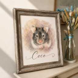 Watercolour Pet Cat Dog Hamster Lizard Snake Rabbit Horse Bird Painting Portrait Print From Photo Memorial Framed Unique Artwork Gift - thumbnail 2