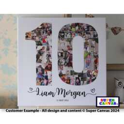 10Th Birthday 10 Year Tin Wedding Anniversary Framed Picture Photo Board Collage Canvas Print Son Daughter Husband Wife Mum Dad Gift - thumbnail 1