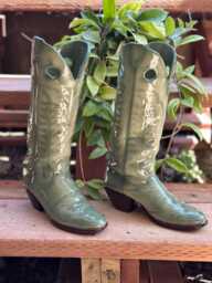 Airbrushed Ceramic Cowboy Boot Vase Southwestern Home Decor - 15 Inch - thumbnail 1