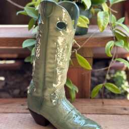 Airbrushed Ceramic Cowboy Boot Vase Southwestern Home Decor - 15 Inch - thumbnail 2