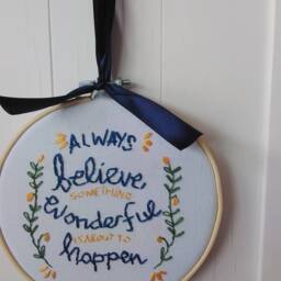 Hand Embroidered Hoop Art Motivational Quote Wall Hanging - 6 Inch - thumbnail 2