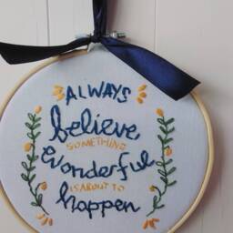 Hand Embroidered Hoop Art Motivational Quote Wall Hanging - 6 Inch - thumbnail 3