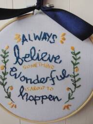 Hand Embroidered Hoop Art Motivational Quote Wall Hanging - 6 Inch - thumbnail 1