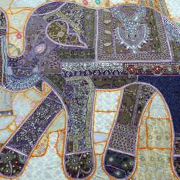 Vintage Elephant Tapestry Bohemian Patchwork Wall Hanging, Beaded Embroidery - 80x100 Inches - thumbnail 3