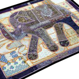 Vintage Elephant Tapestry Bohemian Patchwork Wall Hanging, Beaded Embroidery - 80x100 Inches - thumbnail 2