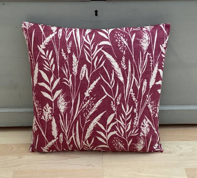 Wild Grasses Linen Botanical Rosewood Wine Country Home Accessories Throw Cushion Cover/Sham Pillowcase - image 1
