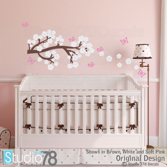 Cherry Blossom Branch Wall Decal - Baby Girl Nursery Decor - image 1