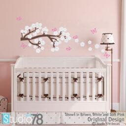 Cherry Blossom Branch Wall Decal - Baby Girl Nursery Decor - thumbnail 1