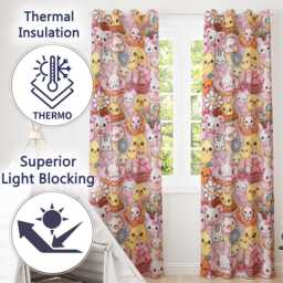 Cute Easter Bunny Chick & Eggs Dessert Seamless Pattern Blush Background Readymade Eyelet Ring Top Thermal 100% Blackout Curtains - thumbnail 3