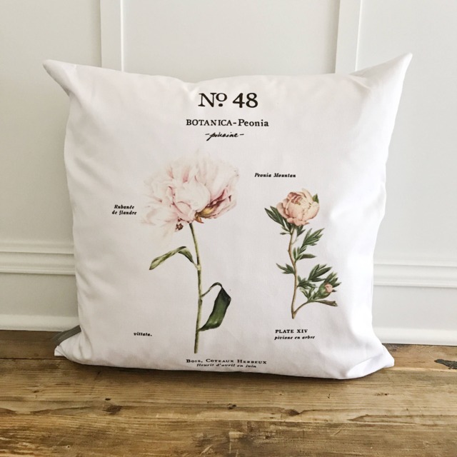Botanical Peony Pillow Cover - Floral Spring Accent - image 1