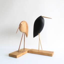 Carved Wooden Birds, Animal Figurines, Bookshelf Decor, Tall Large Sculpture - thumbnail 4