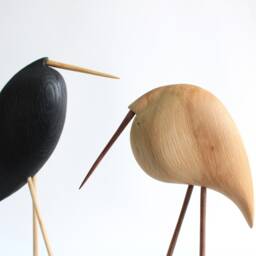 Carved Wooden Birds, Animal Figurines, Bookshelf Decor, Tall Large Sculpture - thumbnail 3