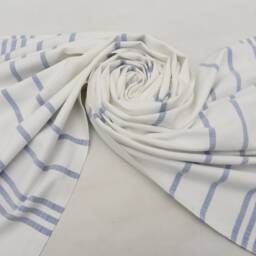 "Turkish Towel, Bath Towel, Beach Towel, White Peshtemal, Blue Striped Towel, 40""x68" - thumbnail 4