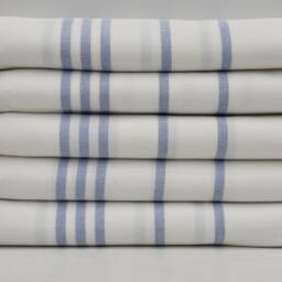 "Turkish Towel, Bath Towel, Beach Towel, White Peshtemal, Blue Striped Towel, 40""x68" - thumbnail 2