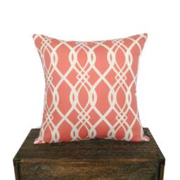 Coral & White Pillow Cover, Modern Design Salmon Cushion Custom Sizes, Dorm Decor - thumbnail 1