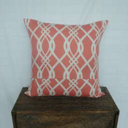 Coral & White Pillow Cover, Modern Design Salmon Cushion Custom Sizes, Dorm Decor - thumbnail 3