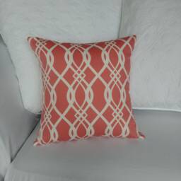Coral & White Pillow Cover, Modern Design Salmon Cushion Custom Sizes, Dorm Decor - thumbnail 2