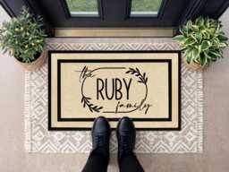 Custom Last Name Outdoor Porch Rug, Heavy Duty Welcome Mat - thumbnail 1