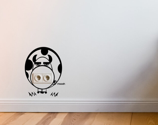 Cow Wall Decal Cool & Funny, Socket Guard Cow, Office & Desk Deco, Workplace Stickers Art, Street Art Decor, Home - image 1